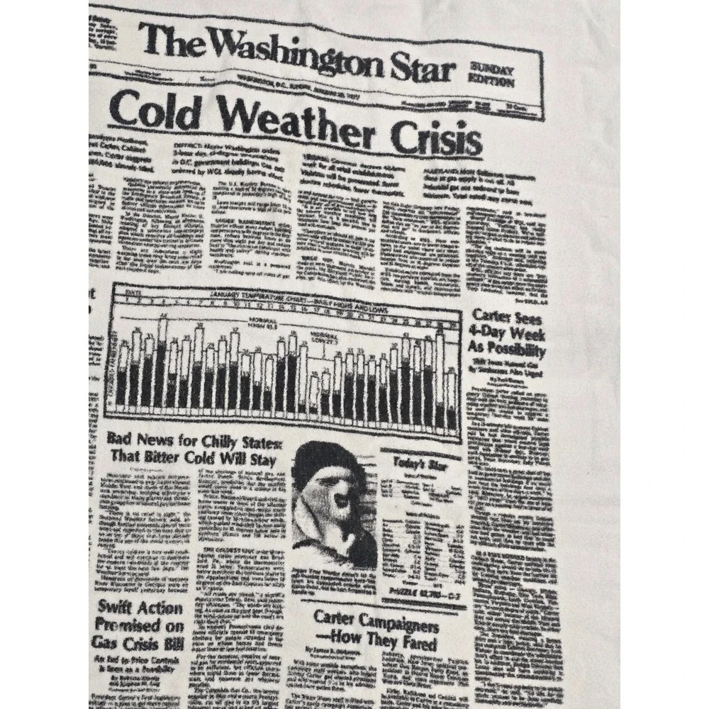 The Washington Star The Cold Weather‎ Crisis Newspaper Towel Beach Bath Set of 2